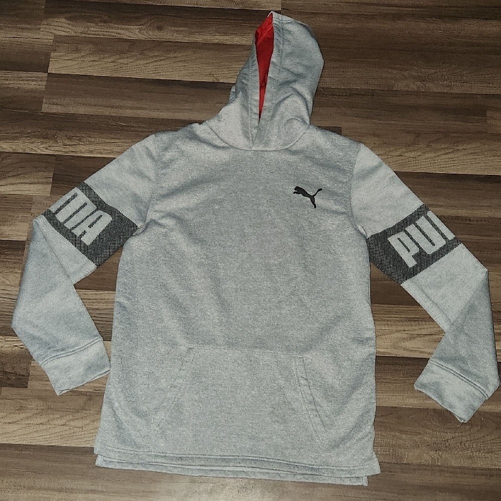 Puma Light Gray Hoodie with  Black Accents Size XL 18/20 New Never Worb